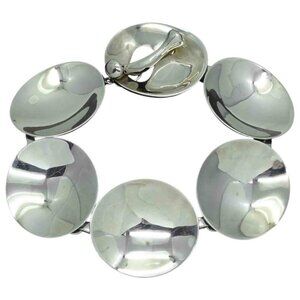 Robert Lee Morris RLM Designer Concave Disc Link Toggle Bracelet Sterling Silver